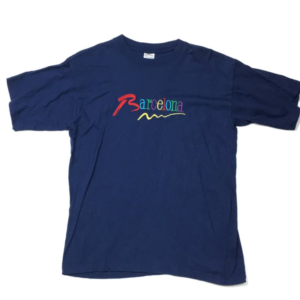 VTG Barcelona Rainbow Embroidered T-Shirt 90s